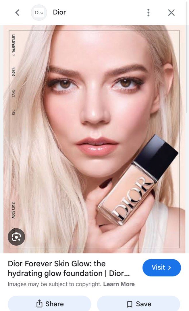 dior 1N glow foundation (Category: Makeup) located in Manila. Submitted by chatlimit.emailme (Listing ID 1440887038, Image 2). Description: price is fixed💜 without box pumped once only rfs: lighter than my tone.
