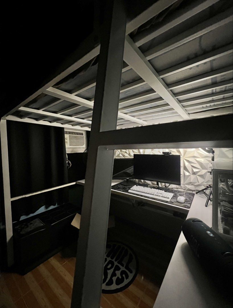 Double sized Loft bed w/ attached table (Category: Bed Frames & Mattresses) located in Manila. Submitted by irishm592 (Listing ID 1440800925, Image 2). Description: Selling our loft bed with attached table HEAVY DUTY. Sturdy and space-saving, with FREE URATEX BED DOUBLE SIZED. Pm for more details 📥 *Double sized Loft Bed with slanting ladder beside and Ltype table* Interior Size - 48” x 75’’ Exterior Size - 50” x 79” With Stairs - 62” x 79” Spac