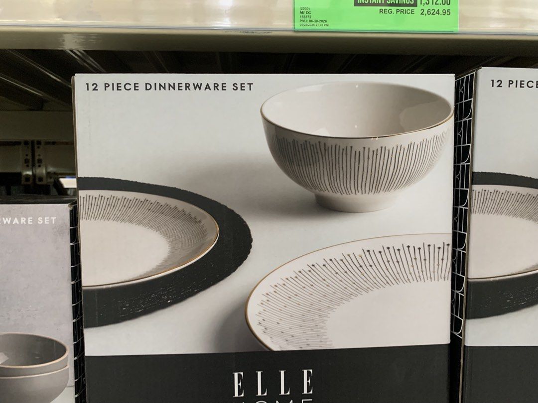ELLE COSMIC 12 Piece Dinnerware Set (Category: Dinnerware & Cutlery) located in Taguig. Submitted by citytrendsph (Listing ID 1440841825, Image 2). Description: - ELLE COSMIC 12-piece Dinnerware Set - Elegant white with a sophisticated gold rim - Features a subtle, classic line pattern - Set includes a variety of plates and bowls - Ideal for both everyday dining and special occasions - Selling as a complete 12-piece set.