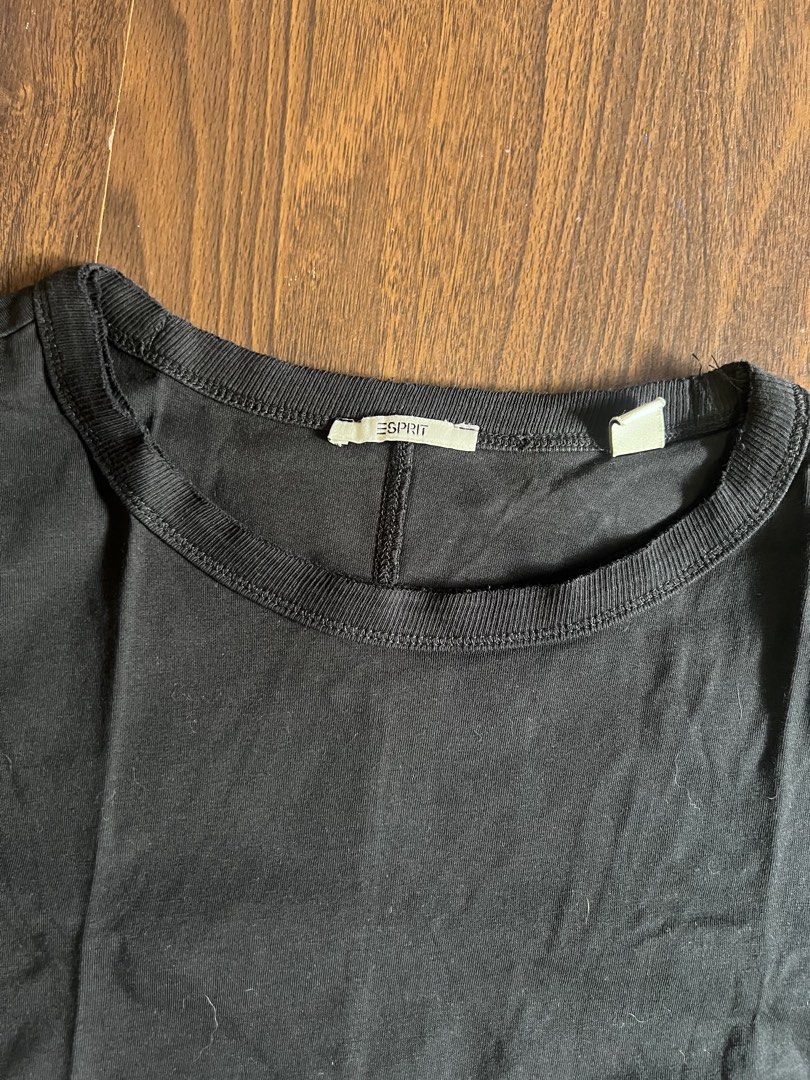 Esprit Black Distressed T-Shirt (Category: Shirts) located in Antipolo. Submitted by riesns (Listing ID 1440793990, Image 2). Description: - Brand: Esprit - Color: Black - Style: Basic T-shirt - Features: Short sleeves, crew neck - Versatility: Easy to pair with any outfit - Occasion: Everyday wear.