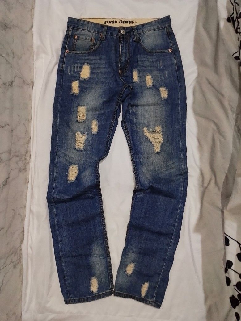 Evisu Genes Seagull Jeans (Category: Jeans) located in Paranaque City. Submitted by lanceee.999 (Listing ID 1440922675, Image 1). Description: Waist: 31 Length: 42.5 Leghole: 7.5 Legit/Authentic No issue Good Condition.