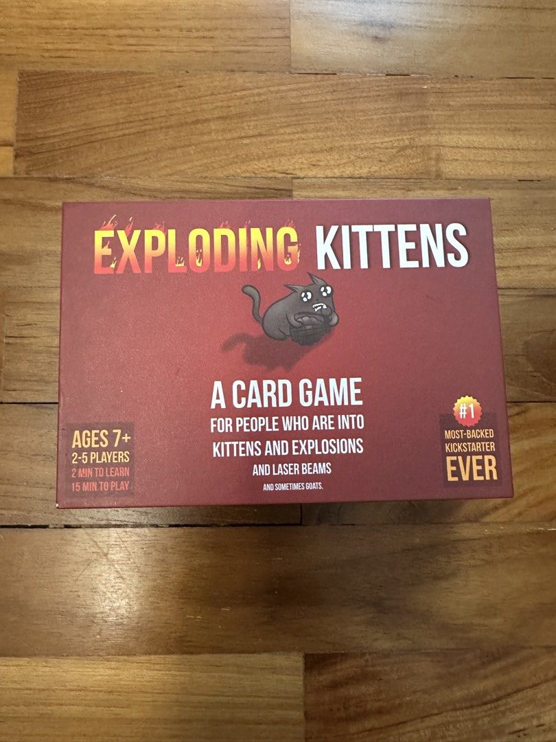 Exploding Kittens Card Game (Category: Board Games & Puzzles) located in Singapore. Submitted by luunaqiu (Listing ID 1440779195, Image 1). Description: Self collect only at 291B Compassvale Street Singapore 542291.