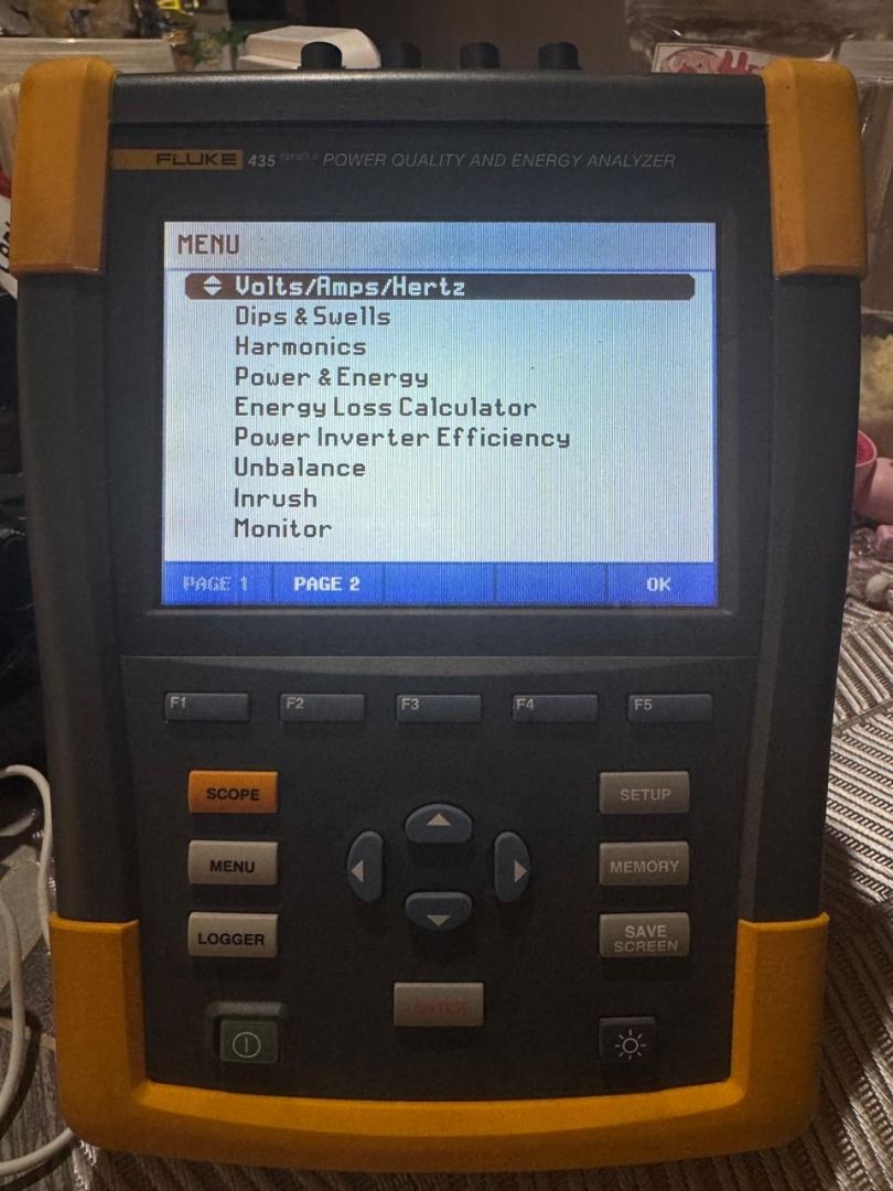 Fluke 435-II Power Quality and Energy Analyzer (Category: Industrial Equipment) located in Castillejos. Submitted by ceugenioi_511 (Listing ID 1440774879, Image 3). Description: - Fluke 435-II Power Quality and Energy Analyzer - Includes one set of 6000A iFlex (4pcs) - Fluke Test Leads with Alligator clips - Fluke power adapter - Comes with a carrying bag - All accessories (original) shown in photos are included.