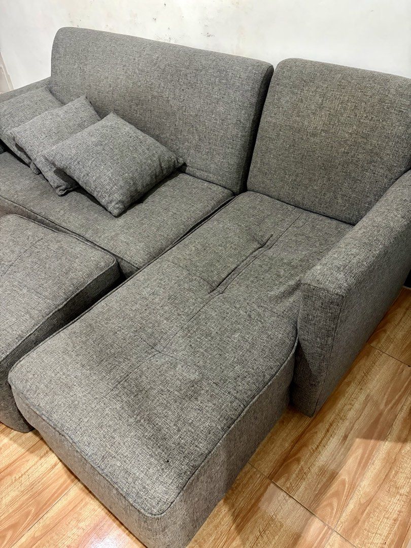 Gray L-shape mini sofa set Uratex Foam (Category: Sofas) located in Manila. Submitted by navarrojov61988 (Listing ID 1440762177, Image 3). Description: Gray L-shape mini sofa set Uratex Foam 6months lng nagamit.