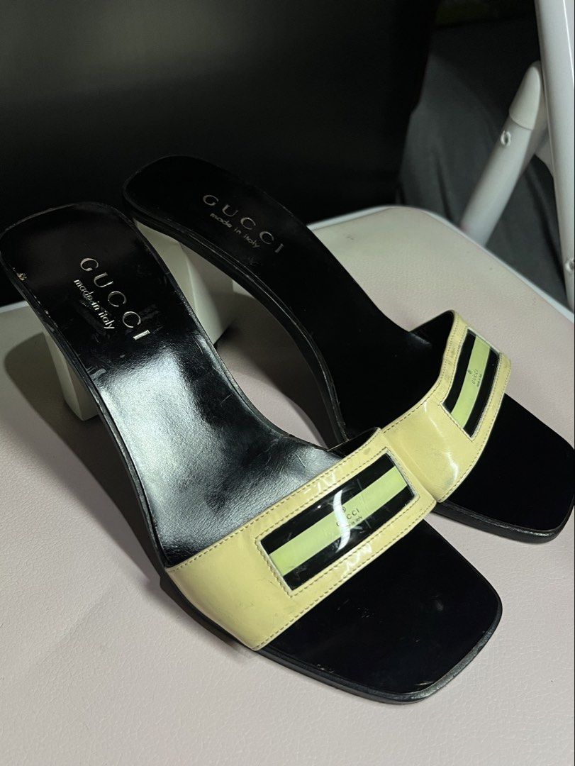 GUCCI Logo Heel Sandals Mules Pumps (Category: Sneakers & Footwear) located in Cebu City. Submitted by luv.vintage (Listing ID 1440839360, Image 1). Description: size is 36C (23cm) coded.