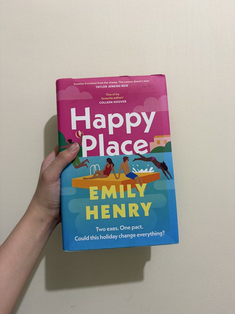 Happy Place by Emily Henry Hardbound (Category: Storybooks) located in San Juan. Submitted by laurice4 (Listing ID 1440855855, Image 1). Description: - Title: Happy Place - Author: Emily Henry - Format: Paperback - Genre: Romance - Plot: Follows two exes on a holiday that might change everything. - Endorsements: Praised by Taylor Jenkins Reid and Colleen Hoover. - Status: Popular and highly sought-after read. -Tanned edges -Hardbound cover -VGC P
