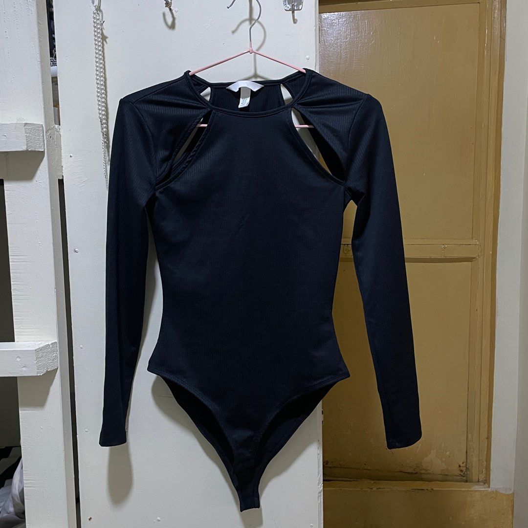 h&m black cut-out bodysuit (size xs) (Category: Others Tops) located in Baguio. Submitted by matchays (Listing ID 1440905876, Image 1). Description: used once for a party lang! can fit up to size s.