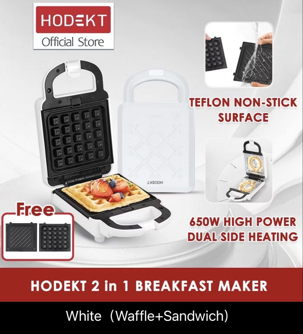 HODEKT 2-in-1 Waffle & Sandwich Maker (White) (Category: Other Kitchen Appliances) located in Morong. Submitted by bsbags (Listing ID 1440889056, Image 1). Description: - Never been used tinesting lang kung gumagana - wala n din box natapon na.