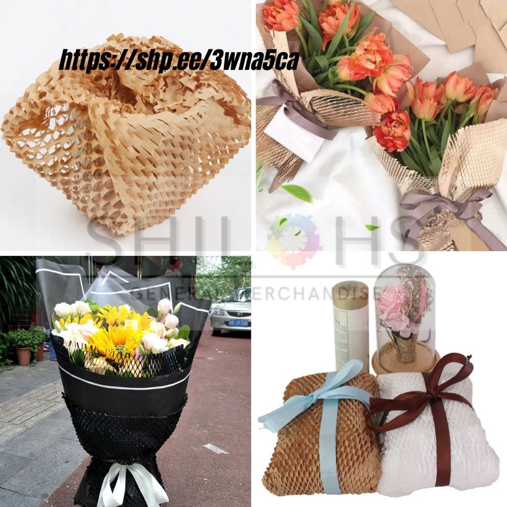 Honeycomb paper wrappers (Category: Craft Supplies & Tools) located in San Mateo. Submitted by annecruzh14891 (Listing ID 1440864060, Image 3). Description: - Versatile honeycomb paper wrappers - Ideal for gift wrapping, flower arrangements, and item protection - Available in various size and length. send us a dm. - Color options: Kraft brown, White, Black, Red - Adds a unique, textured, and elegant touch - Eco-friendly packaging solution.