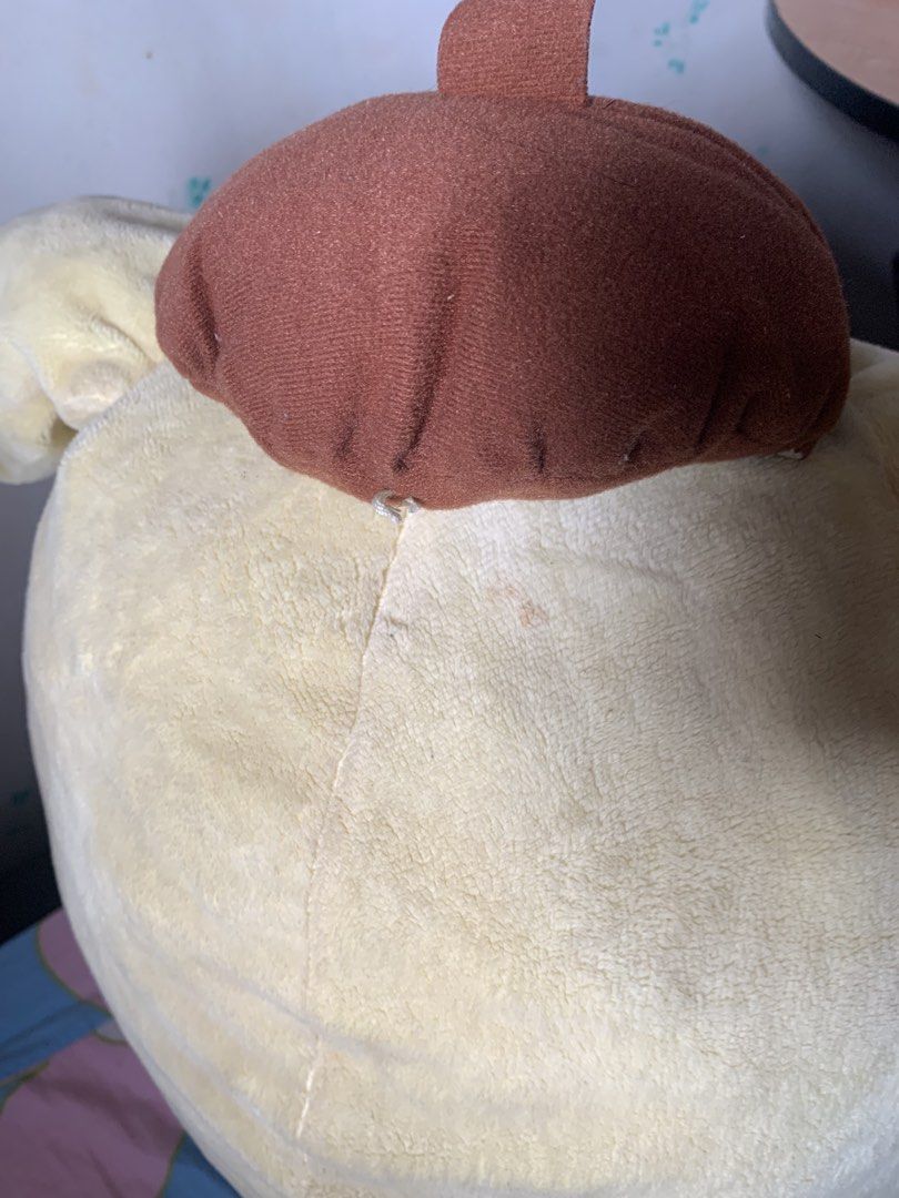 [WITH FREEBIES, READ DESCRIPTION] HUGGABLE 16” POMPOMPURIN PLUSHIE STUFFED TOY (Category: Plushies & Soft Toys) located in Antipolo. Submitted by zerokive (Listing ID 1440839184, Image 2). Description: - big and fluffy - chunky - huggable flaw: need wash stains and loose thread on pompom’s hat freebies: pink kitten t shirt and pompom headband two pcs LAST PRICE mop: gcash mod: lalamove, j&t, flash Location: Antipolo City.