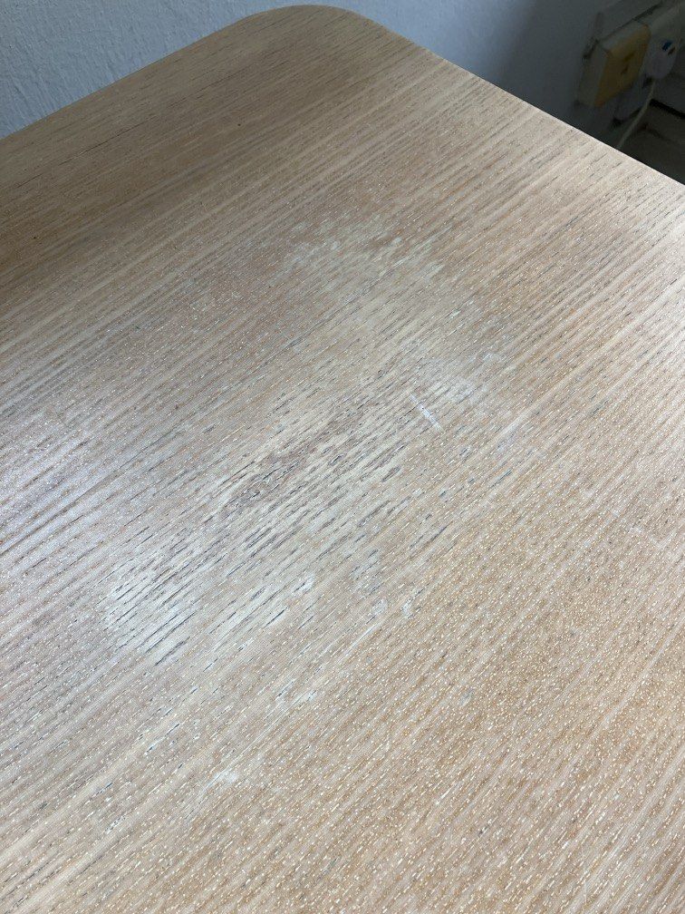 Ikea table dining desk computer study table (Category: Tables & Sets) located in Singapore. Submitted by n0bby (Listing ID 1440774464, Image 3). Description: Can flat pack for you. 140x78 cm 74cm high See pic for sun bleaching on edge and water damage on surface Make me an offer on two.
