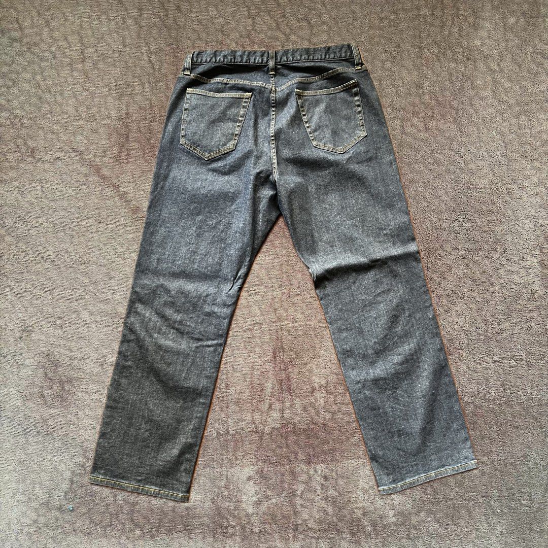 Japanese Dark wash denim pants (Category: Jeans) located in Makati City. Submitted by monu__ (Listing ID 1440776659, Image 2). Description: Waist: 36 Dimes laid flat: Fly: 8” Hips: 21” Overall length: 40” Leg hole: 8”.