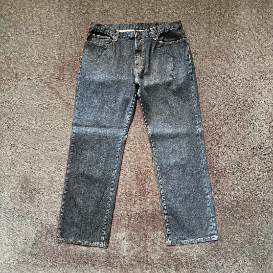 Japanese Dark wash denim pants (Category: Jeans) located in Makati City. Submitted by monu__ (Listing ID 1440776659, Image 1). Description: Waist: 36 Dimes laid flat: Fly: 8” Hips: 21” Overall length: 40” Leg hole: 8”.