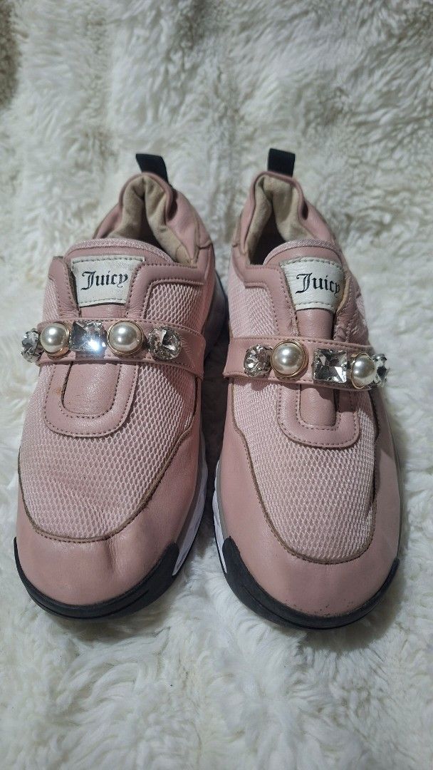 Juicy Couture Pink Embellished Sneakers (Category: Sneakers) located in Panabo. Submitted by Djars_Finds (Listing ID 1440928355, Image 1). Description: - Pink Juicy Couture slip-on sneakers - Embellished with pearls and rhinestones on the strap - Size 8 us womens peefect fits 7.5us womens - In excellent condition - With minimal signs of usage - no box - This are thrifted items so manage your expectations unless stated - What you see is what you g