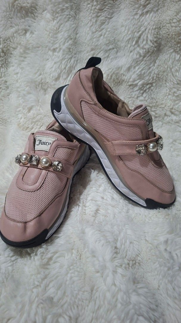 Juicy Couture Pink Embellished Sneakers (Category: Sneakers) located in Panabo. Submitted by Djars_Finds (Listing ID 1440928355, Image 2). Description: - Pink Juicy Couture slip-on sneakers - Embellished with pearls and rhinestones on the strap - Size 8 us womens peefect fits 7.5us womens - In excellent condition - With minimal signs of usage - no box - This are thrifted items so manage your expectations unless stated - What you see is what you g