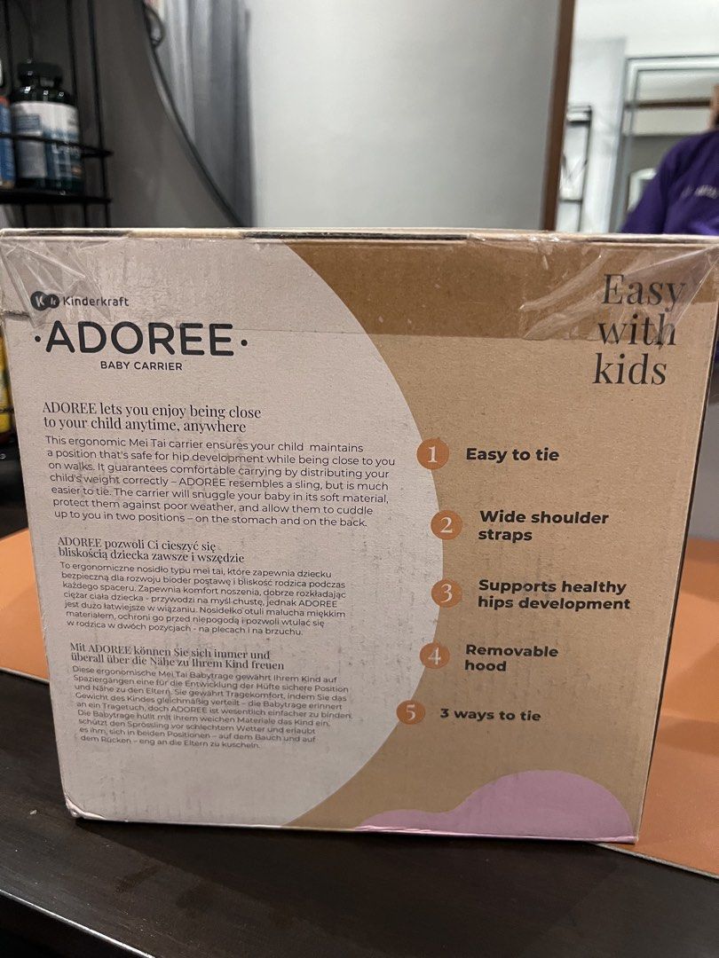 Kinderkraft Adoree Baby Carrier (Category: Carriers & Slings) located in Pasig City. Submitted by lucesmm (Listing ID 1440774456, Image 3). Description: Brand new, never opened RFS: Got as a gift and didn’t need Selling super low! SRP is 5,500.
