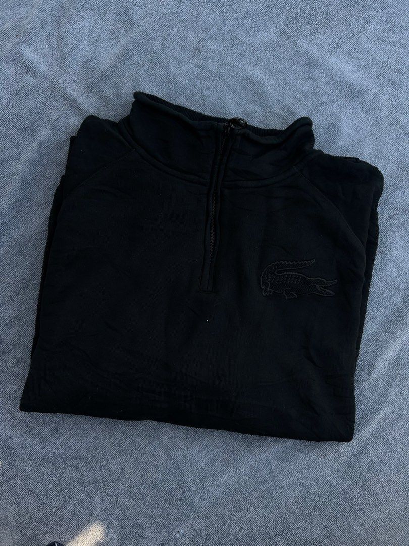 Lacoste Black Half Zip Sweatshirt (Category: Coats, Jackets and Outerwear) located in Manila. Submitted by livefalcon-c64e (Listing ID 1440854067, Image 1). Description: - Black Lacoste sweatshirt - Size 8 - Half-zip neckline - Iconic black embroidered crocodile logo on chest (monochromatic) - Great for casual wear.