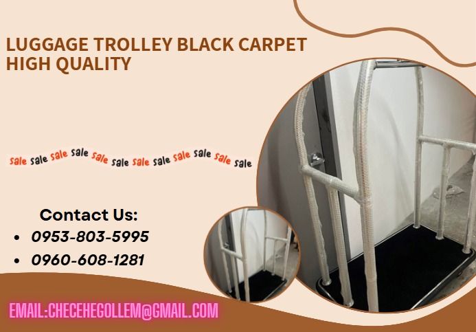 Luggage Trolley BLACK CARPET HIGH QUALITY (Category: Other Home Appliances) located in Aroroy. Submitted by 09602831019 (Listing ID 1440781496, Image 1). Description: ●Application: hotel , lobby, restaurant, laundry, outdoor, etc. ●Size: L1070 * W650 * H900MM ●Weight: 28kg ●Material: Stainless Steel 201 ●Color: gold +red silver +red silver +black gold +black .