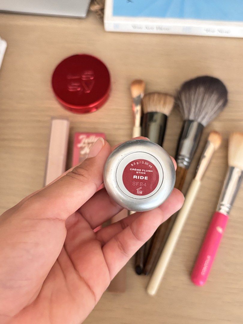 MAKE UP SET: lippies, blush, brushes (Category: Makeup) located in Cavite. Submitted by prelovedbykgl (Listing ID 1440844276, Image 2). Description: take all for 599!! 3 blushes: - issy in banshee - issy in ride - lucky beauty blush in crush lippies: - BRAND NEW jelly kiss in melty - blk in dream girl (swatched only) - detail lip luster in punch (swatched only) brushes: - contour brush from vice co. - concealer brush from ovw (2 pcs) - powder bru