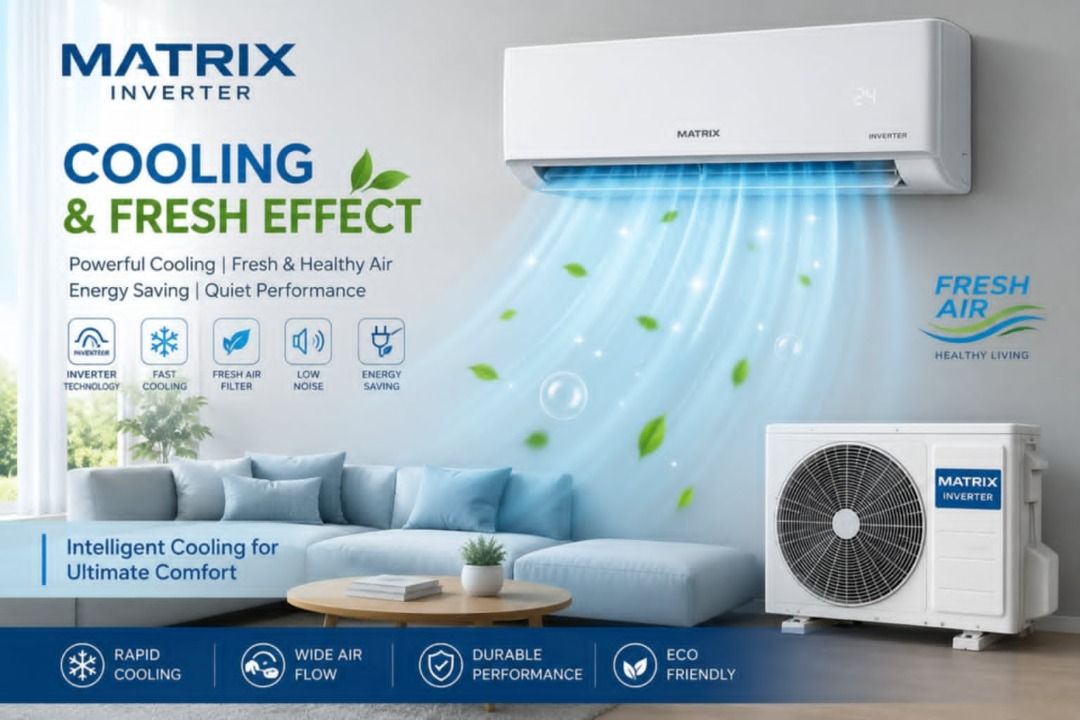 MATRIX INVERTER SPLIT TYPE AIRCON (Category: Air Conditioning and Heating) located in Bayambang. Submitted by gladys062998 (Listing ID 1440826697, Image 1). Description: "Quality air conditioners at unbeatable prices." Mag MATRIX INVERTER KANA!! *Turbo Cooling Mode: Overclocks the compressor for the first 15–20 minutes upon startup to rapidly drop the room temperature before settling into a low-power energy-saving state. *Eco Mode (24°C Comfort):