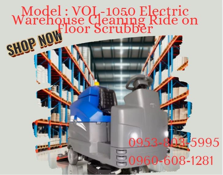 Model : VOL-1050 Electric Warehouse Cleaning Ride on Floor Scrubber (Category: Everything Else Others) located in Caloocan City. Submitted by mightywater-74d1 (Listing ID 1440858015, Image 1). Description: *Functional Features 1200W Strong Power ,Maximum Climbing Degree 15 Large Area Cleaning Applicable to a variety of Scenarios ●Dimension(l*w*h) : 2000*1200*1500mm ●Drive Motor Power(w) : 1200 ●Machine Weight (kg) : 580 ●Battery Capacity Power so