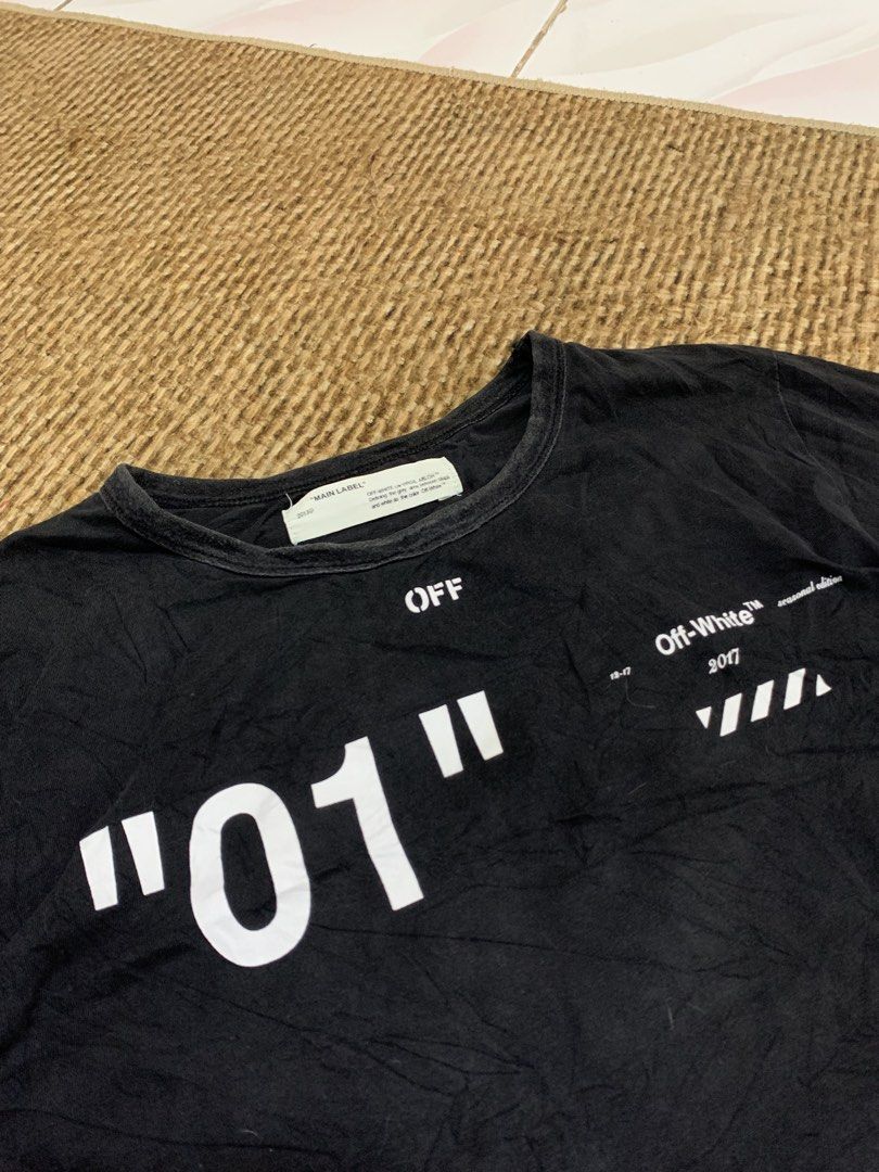 OFF-WHITE "01" Caravaggio Tee 2017 (Category: Tshirts & Polo Shirts ) located in Taguig. Submitted by eloire (Listing ID 1440895207, Image 2). Description: NO LP!!! MESSAGE ME FIRST BEFORE OFFERING FOR CONFIRMATION!❗️ -Dimes: 20 x 27 - Authentic Black OFF-WHITE T-Shirt - 2017 Collection - '01' graphic on front - Caravaggio print on back - "OFF-WHITE™" and diagonal stripes on chest pocket area - "OFF-WHITE™" and diagonal stripes with text on back 