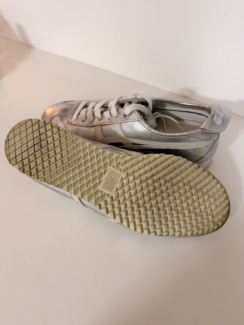 ONITSUKA TIGER MEXICO 66 "Silver Off White" sneakers (Category: Sneakers) located in Manila. Submitted by rienarri (Listing ID 1440947579, Image 3). Description: Onitsuka Tiger Mexico 66 "Silver Off White" Authentic Onitsuka Tiger sneakers in the sought-after Silver Off White colorway. • Good used condition • Metallic silver leather upper • Comfortable and lightweight • Classic Mexico 66 silhouette.