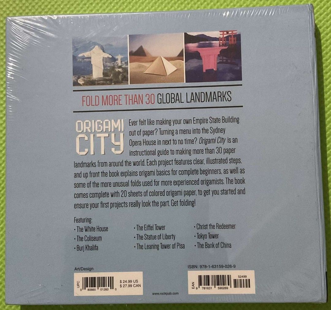 Origami City (Sealed) (Category: Craft Supplies & Tools) located in Quezon City. Submitted by sorayuki_15 (Listing ID 1440902396, Image 2). Description: - Fold over 30 famous global landmarks! - Perfect for beginners and experienced - Comes with 20 sheets of colored origami paper. - Create iconic structures like the Eiffel Tower and the White House. - Sealed copy - MOP: Bank transfer / GCash - MOD: GGX (SF shouldered by buyer) - Location: Quezon 