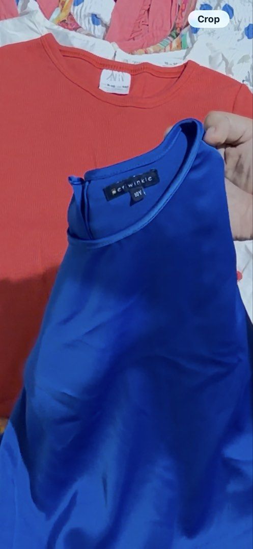 Periwinkle Blue Pearl Sleeve Top (Category: Babies & Kids Fashion) located in Pasay City. Submitted by irenef0531 (Listing ID 1440806807, Image 2). Description: - Lovely blue top with elegant pearl details on the sleeves. - Features short sleeves and a classic round neckline. - Estimated size: 6-8 years old - Fabric has a beautiful sheen, adding a touch of sophistication. - Versatile for casual outings or slightly dressier events. - Effortlessly 