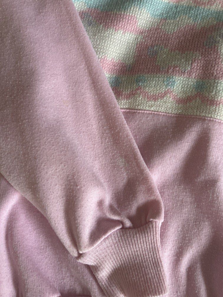 Pink Coquette Vintage Sweater (Category: Coats, Jackets and Outerwear) located in Marikina City. Submitted by araaaaaaa_ (Listing ID 1440782363, Image 3). Description: - XS to Small - Comfy - Has a few stains LP POSTED!.