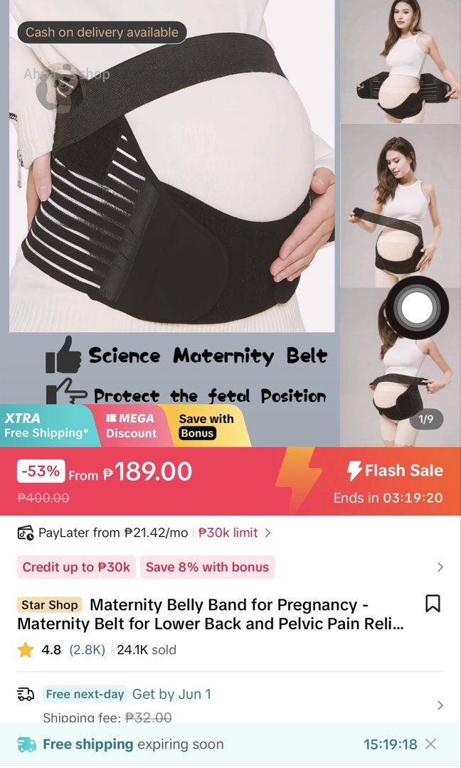2pcs Pregnancy Belly Band Support Belt (Category: Maternity wear) located in Pateros City. Submitted by aamorree (Listing ID 1440847090, Image 2). Description: - Supports lower back and eases pelvic pain - Freesize and adjustable for a comfortable fit - Black - Tiktok Shop - Cream - Mama’s Choice - Ideal for expecting mothers needing extra support.