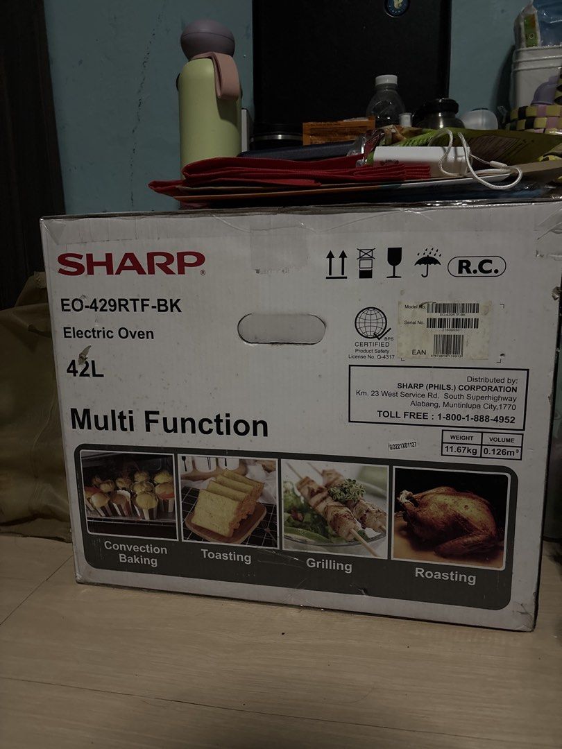 SHARP EO-429RTF-BK 42L Electric Oven (Category: Ovens & Toasters) located in Angono. Submitted by gie_vicente (Listing ID 1440870349, Image 1). Description: - Sharp Electric Oven EO-429RTF-BK - 42L Capacity - Multi-functional: Convection Baking, Toasting, Grilling, Roasting - Ideal for various cooking needs - Original box included.