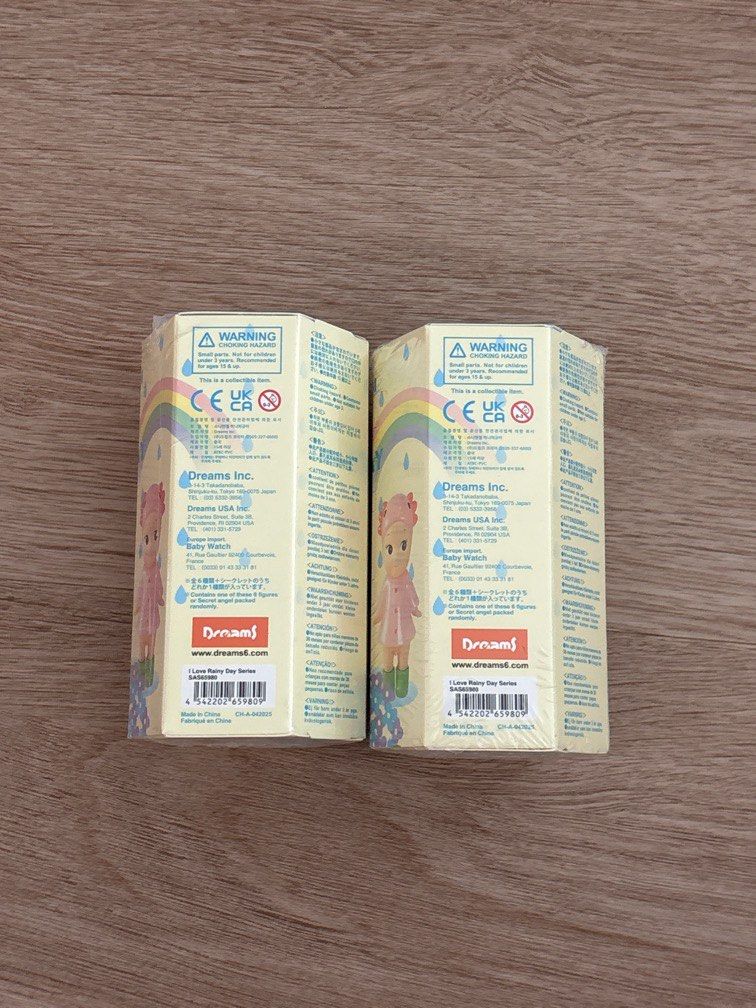 Sonny Angel Rainy Day Series BNIB (Category: Designer & Blind Box Toys) located in Singapore. Submitted by xyhayover (Listing ID 1440842220, Image 2). Description: Selling 2 completely sealed authentic and new Sonny Angel Rainy Day figurines sealed One for 26, two for 50.