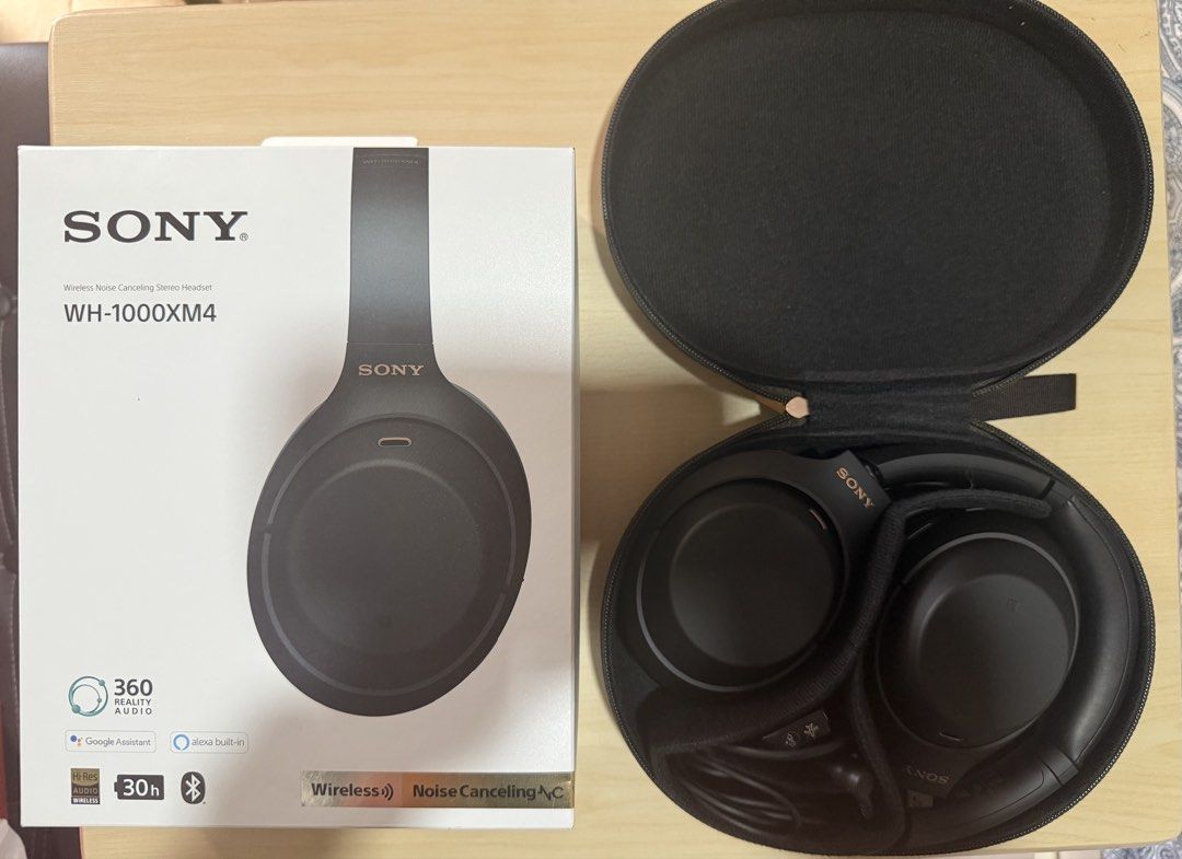 SONY Wireless Noise-Canceling Headphones (Category: Headphones & Headsets) located in Cavite. Submitted by everythingilove (Listing ID 1440814242, Image 2). Description: Sony Wireless Noise-Canceling Headphones Model: Sony WH-1000XM4 Color: Black Includes: original box, carrying case, charging cable, and airplane adapter Date of Purchase: Aug 2025 RFS: upgraded See attached photos for full specs It’s a very good deal! It can pass as new :).