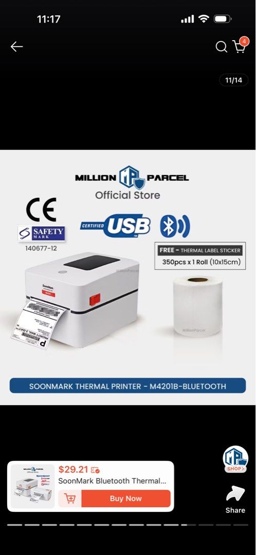 SoonMark M4201B Bluetooth Thermal Printer468184688010864640