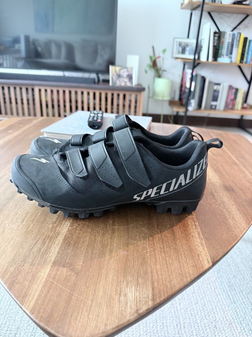 Specialized Black Cycling Shoes with 3 Velcro Straps (Category: Parts & Accessories) located in Singapore. Submitted by dmg__ (Listing ID 1440768751, Image 1). Description: - Black Specialized cycling shoes - only used a few times. -UK size 10 - Secure fit with three velcro straps - Cleats are attached - Ideal for mountain biking or gravel riding - Ready for your next trail adventure.