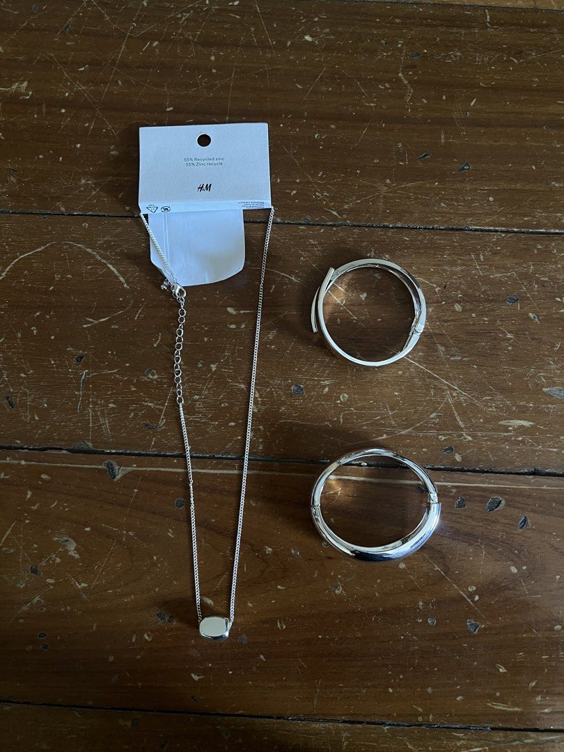[TAKE ALL] H&M Silver Jewelry (Category: Bracelets) located in Quezon City. Submitted by shopmuse (Listing ID 1440812135, Image 1). Description: rfs: decluttering!.