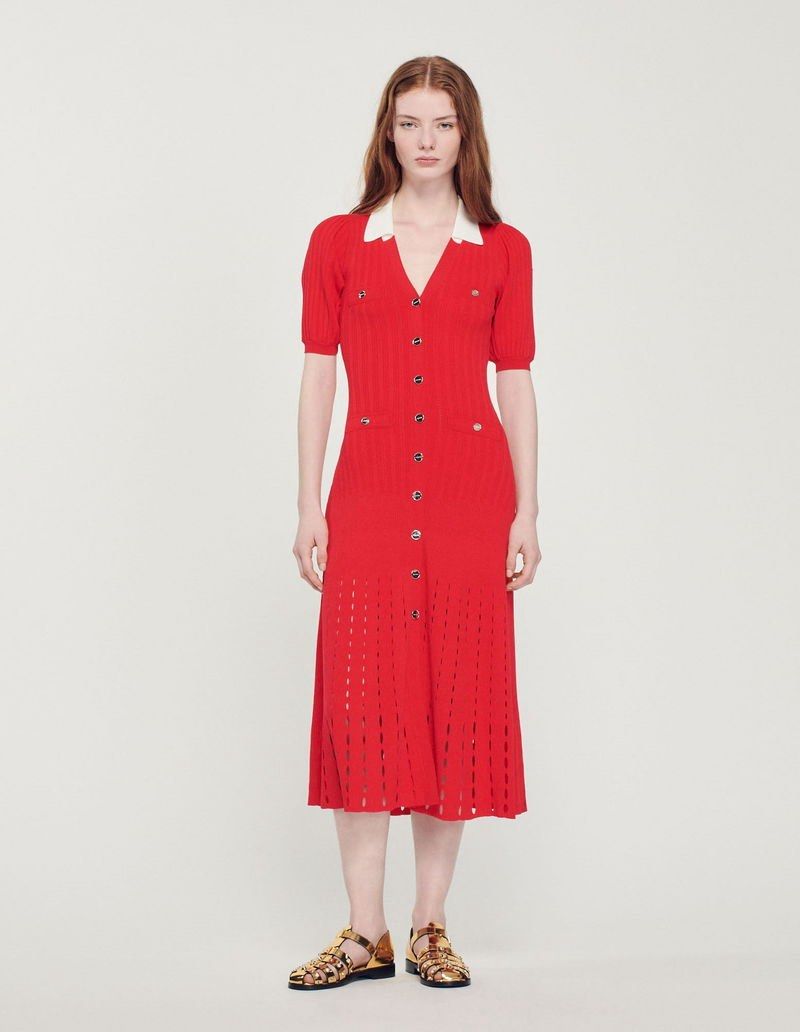 TEANE POINTELLE KNIT MIDI DRESS (RED) (Category: Dresses) located in Pasig City. Submitted by vetementsdemanila (Listing ID 1440900372, Image 2). Description: TEANE POINTELLE KNIT MIDI DRESS (RED) New without tags/ no labels Size: SMALL Bust: 32 inches Waist: 28 inches Length: 54 inches P3850 PLUS SHIPPING.