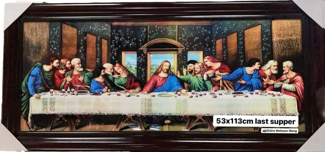 The Last Supper Wall Frame 53x113cm (Category: Wall Decor) located in Manila. Submitted by aquarianworld (Listing ID 1440781764, Image 1). Description: - Iconic "The Last Supper" print by Leonardo da Vinci - Large size: 53cm x 113cm - Elegant dark wood frame - Ideal for home or office decoration - Comes ready to hang.