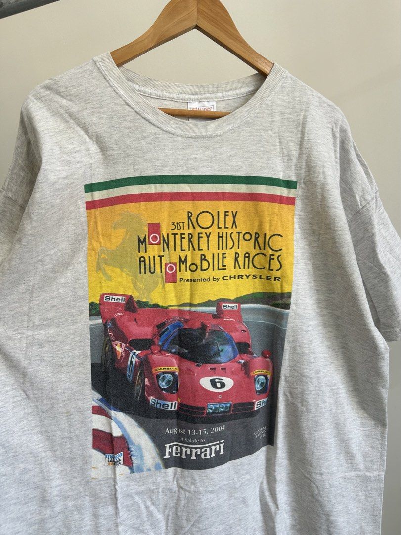 Vintage Rolex Ferrari Shirt (Category: Tshirts & Polo Shirts ) located in Santa Rosa. Submitted by je.declutters (Listing ID 1440795831, Image 3). Description: Vintage 2004 R0LEX Monterey F3RR4RI Shirt Size 2XL 9/10 condition 25.5 inches pit to pit 28.5 inches length.