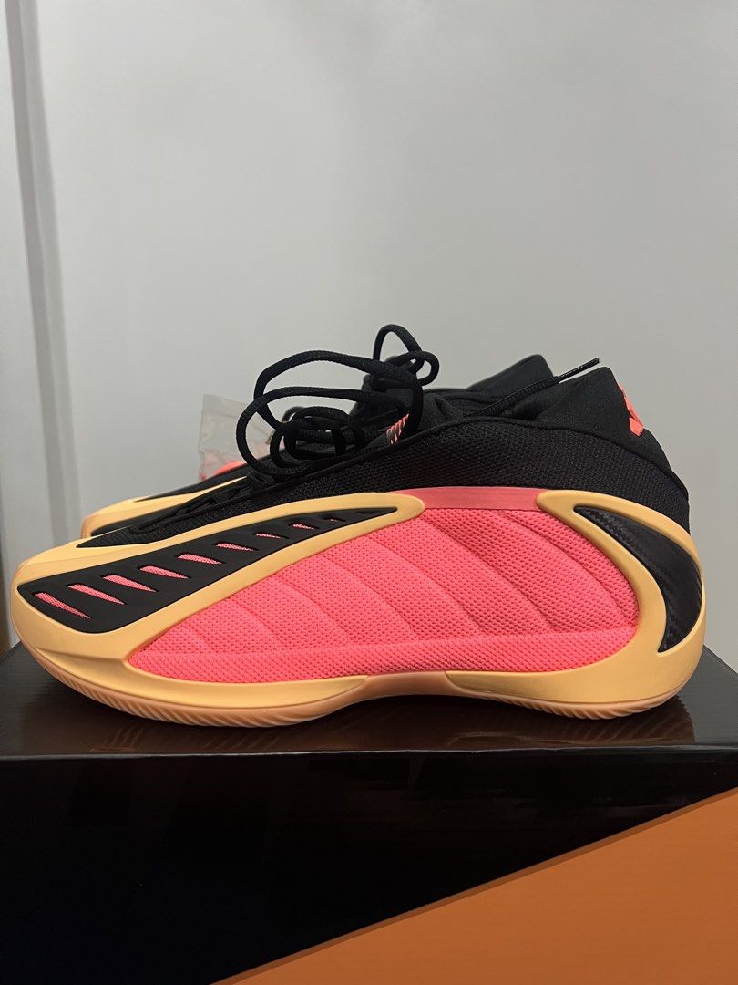 Adidas Anthony Edwards 2 (Category: Sneakers) located in Muntinlupa City. Submitted by tjagleron18 (Listing ID 1441007519, Image 2). Description: - Adidas Anthony Edwards 10.5 US Basketball Shoes - Striking Black, Coral, and Peach Colorway - Includes Original Box - Comes with Extra Laces - Ideal for Basketball Performance and Casual Style.