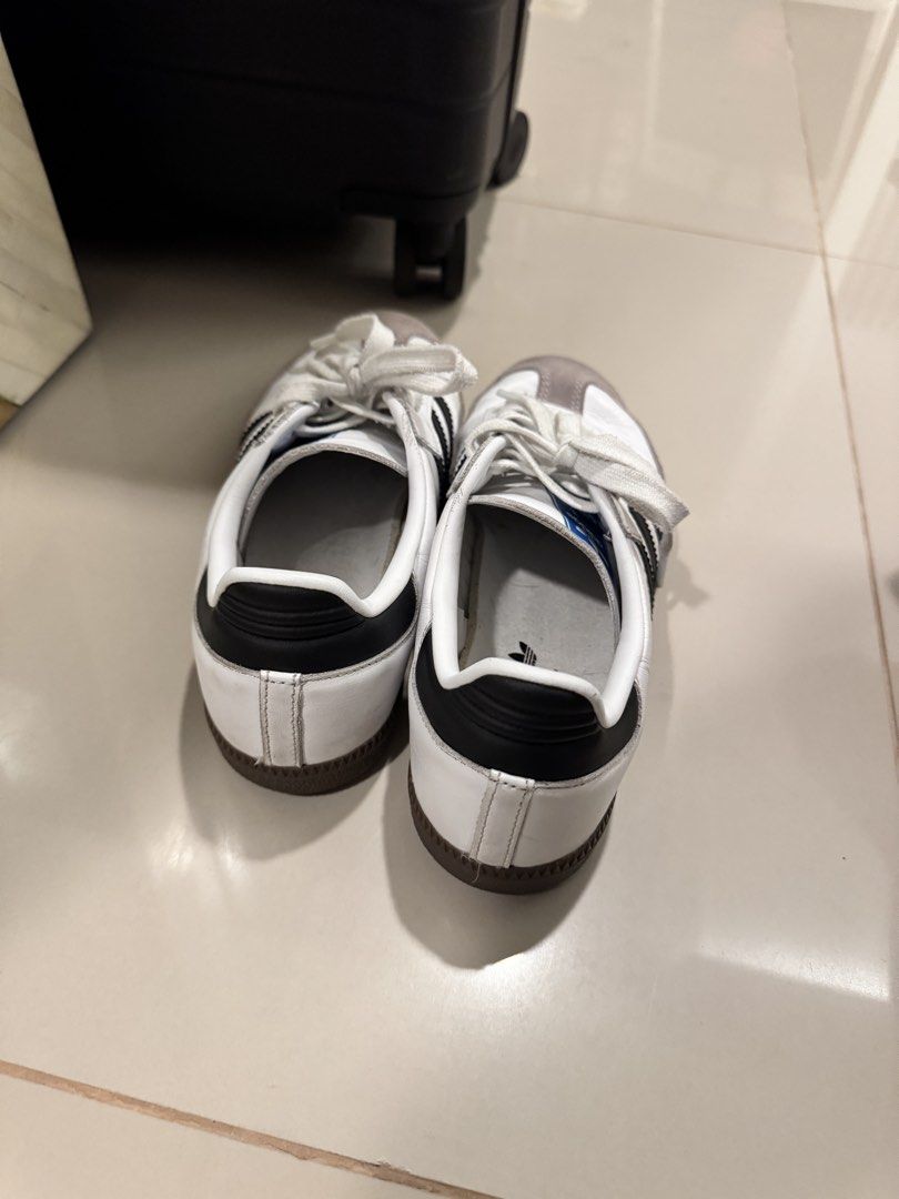 Adidas Samba OG White Black Gum (Category: Sneakers) located in Taguig. Submitted by sourcedbym (Listing ID 1440970789, Image 3). Description: - Classic Adidas Samba OG - White leather with black stripes - Grey suede toe cap - Gum sole - Great for everyday wear - Shows some signs of use, but plenty of life left - Size EU38.