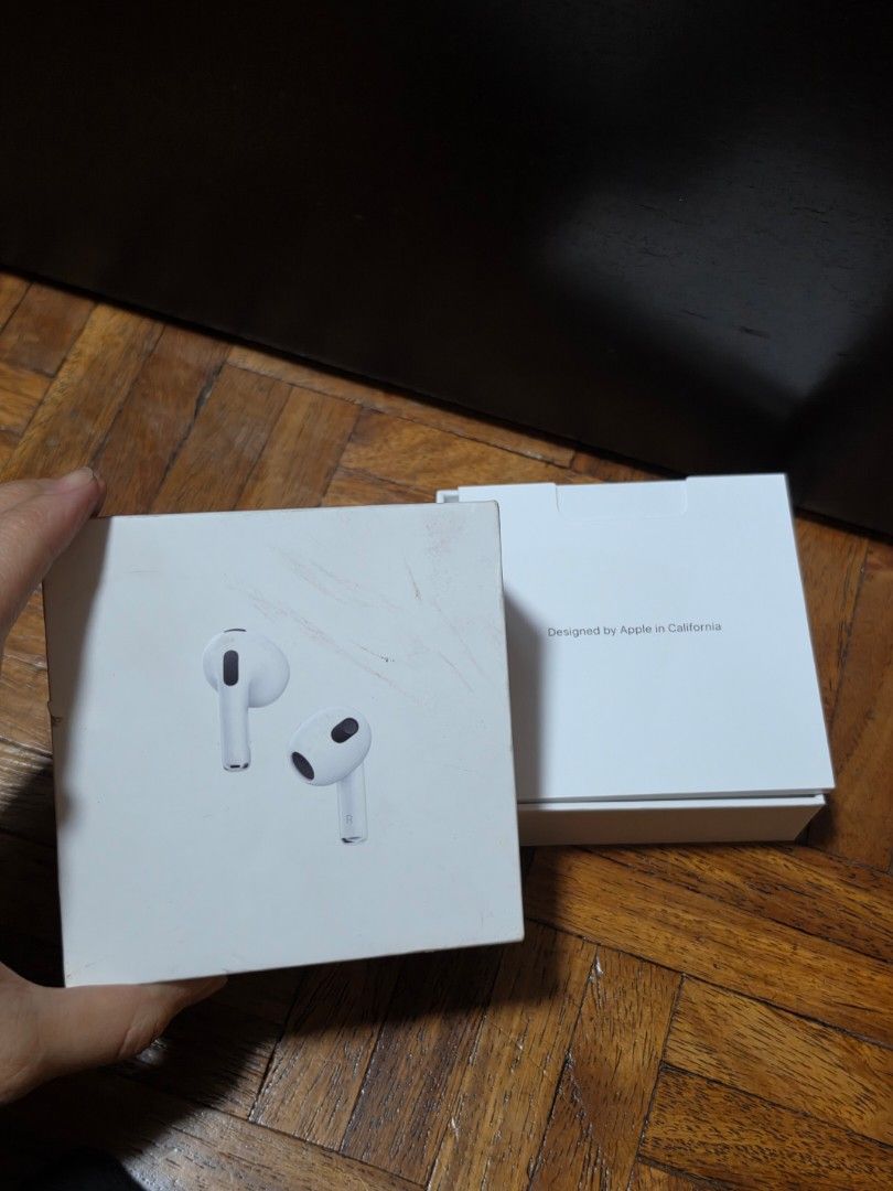 Apple Airpods 3rd Generation (Category: Earphones) located in Quezon City. Submitted by snowflakes.specials (Listing ID 1441095647, Image 3). Description: With Lightning Charging Case With Box.