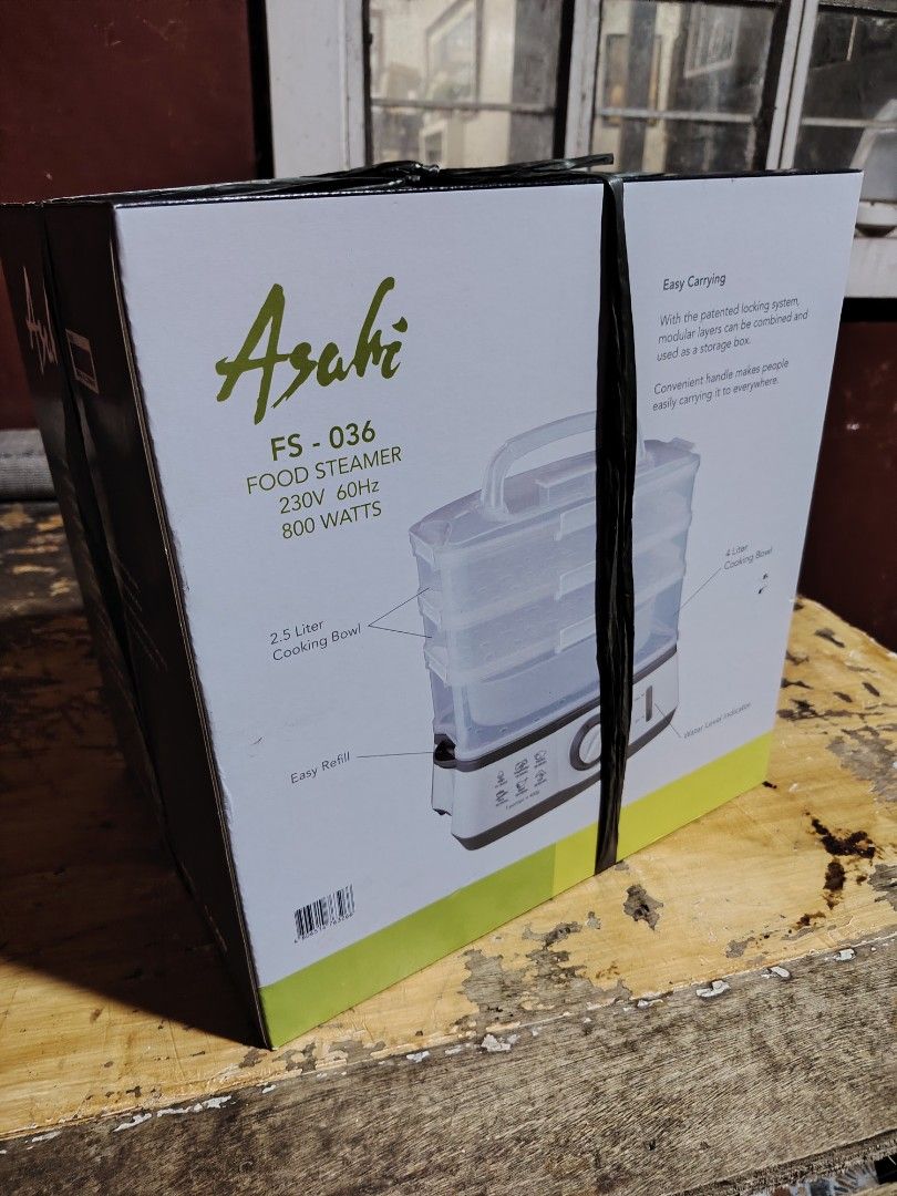 Asahi FS-036 9L Food Steamer (Category: Other Kitchen Appliances) located in Rizal. Submitted by serrahj (Listing ID 1440984613, Image 3). Description: - Asahi FS-036 Food Steamer - Large 9L capacity - Three steaming tiers - Simple dial control for easy operation - Ideal for healthy cooking - Perfect for families.
