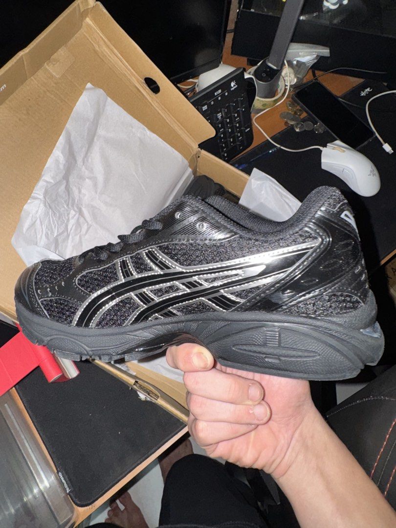 ASICS Gel-Kayano 14 Black Silver Running Shoes (Category: Sneakers) located in Singapore. Submitted by repstudio (Listing ID 1441022833, Image 2). Description: - ASICS Gel-Kayano 14 - Colorway: Cream/Black - Size: Men's US 9.5 / Women's US 11 - Condition: Excellent, with original box - Features: Comfortable, supportive - Ideal for: Running, everyday wear.