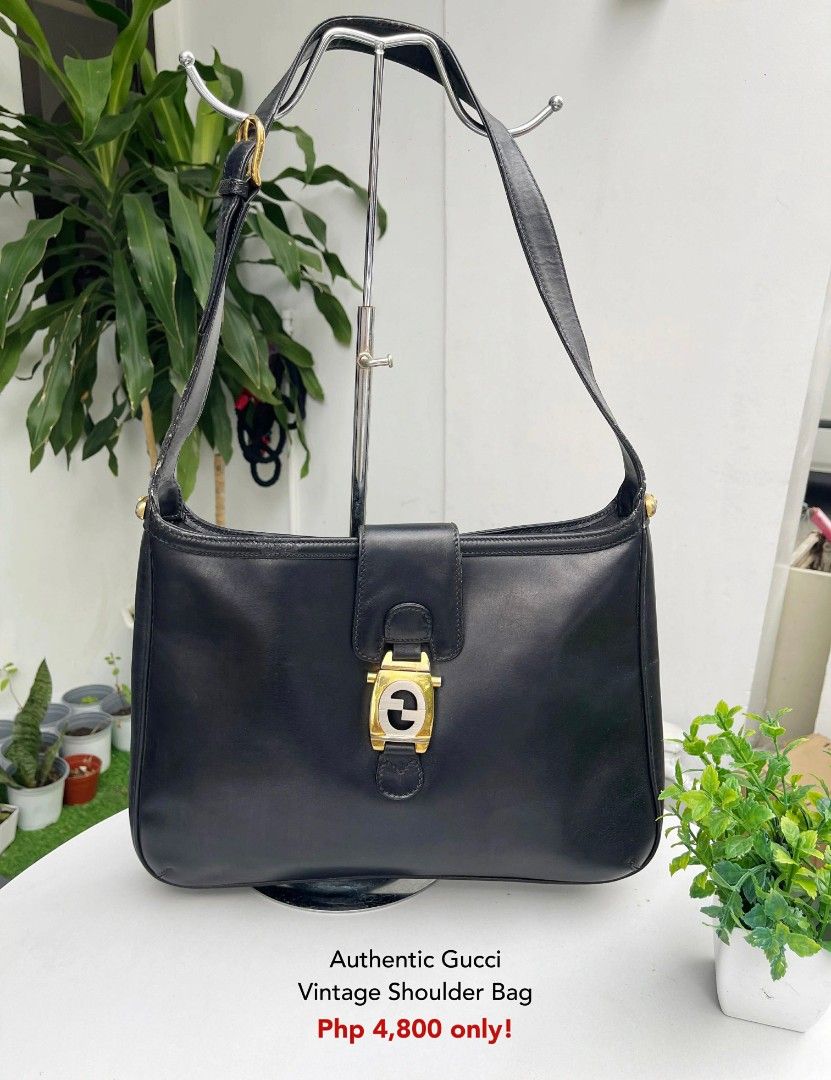 Authentic Vintage Gucci Black Leather Shoulder Bag (Category: Luxury Bags & Wallets) located in Quezon City. Submitted by luxurybagsph (Listing ID 1440992360, Image 1). Description: - Authentic vintage Gucci shoulder bag - Black leather - Classic gold Gucci buckle hardware - Timeless and versatile piece - Suitable for everyday use or special occasions.