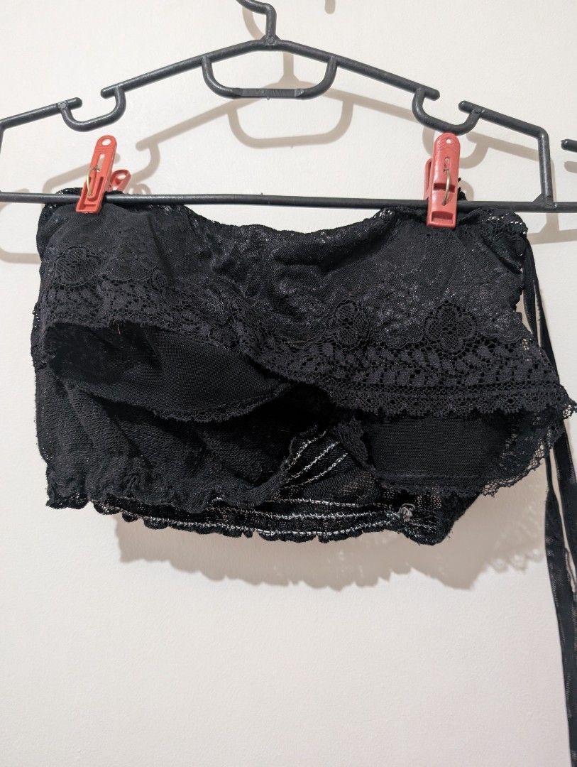 Black Lace Gothic Emo Grunge Bra-Like Top (Category: Others Tops) located in Batangas. Submitted by psmingming (Listing ID 1441130580, Image 2). Description: These are two tops, size is around Medium. Take both for 100 ☺️.