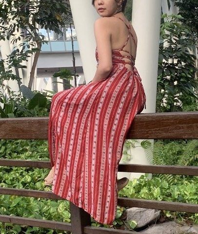 Bohemian Maxi Dress (Category: Dresses) located in Caloocan City. Submitted by allaboutthings (Listing ID 1441128248, Image 3). Description: 👉🏻Bohemian spaghetti strap maxi dress with two slits in front. 🖍️Color: Wine Red ⁉️Rfs: Decluttering 📍Location: North Caloocan/ Near Camarin Doctors Hospital 🫶ALL ITEMS ARE PERSONAL PRE-LOVED🫶 ‼️NO RETURN‼️ ‼️NO EXCHANGE‼️.