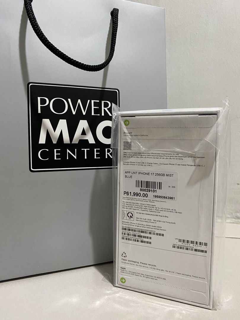 Brandnew iPhone 17 256gb (Category: iPhone 17 Series) located in San Carlos. Submitted by marco1199 (Listing ID 1441046796, Image 2). Description: Brandnew / Sealed iPhone 17 256gb✨ 1 Year Apple Warranty upon Activation ✅ Below SRP Orig Price: P61,990 ❌ Now selling: P53,490 ✅ Open for swap/ trade Open for COD .