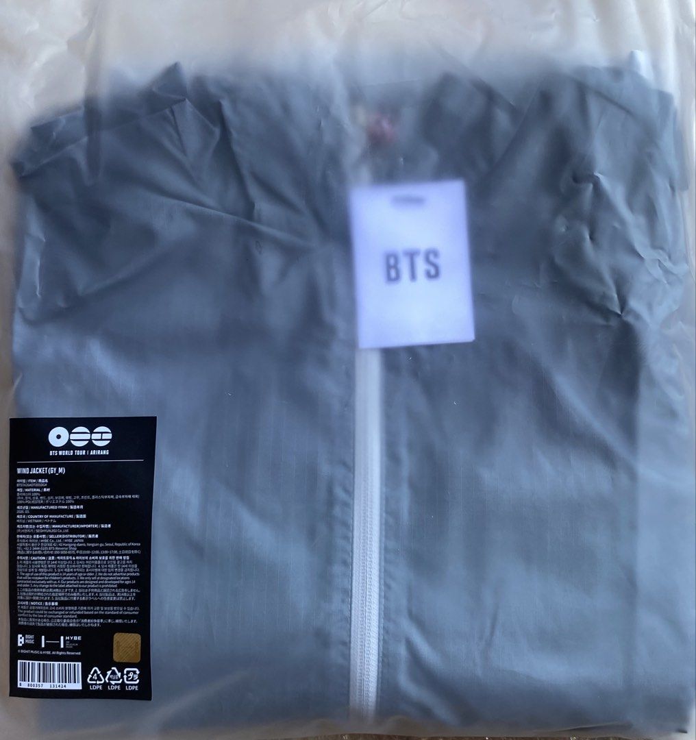 BTS - Wind Jacket (Gray) (Category: Coats, Jackets and Outerwear) located in Manila. Submitted by felyncelin29450 (Listing ID 1441064506, Image 3). Description: OFFICIAL BTS WIND JACKET (GRAY) • size: medium • brand new • official merch shipped directly from sk 🇰🇷 • on-hand / can be ship locally nationwide • payo/dp ✅ • rsf: need funds for tuition .